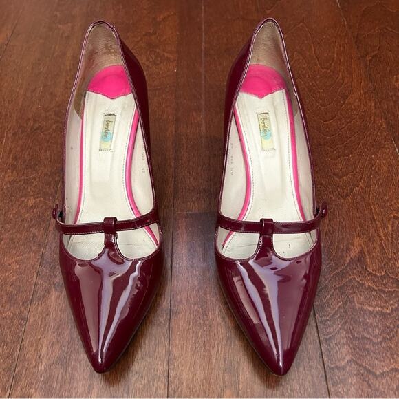 Boden Retro Oxblood Burgundy Patent Leather T Strap Heels, Mary Jane’s, Size 8.5 - Picture 2 of 16